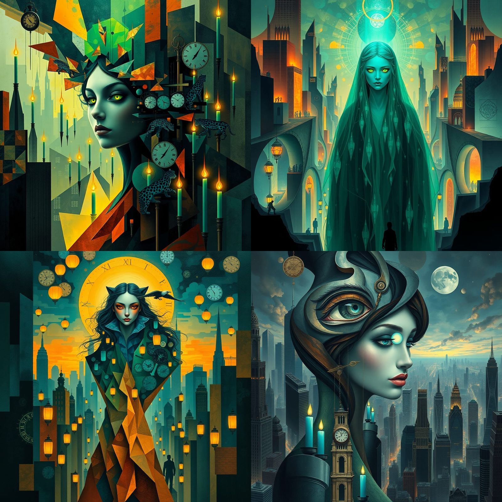 Cyberpunk Shaman in City of Teal Fire