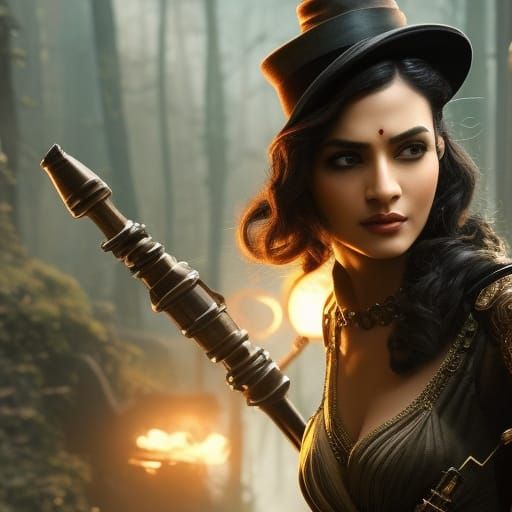 Steampunk Indian Detective Portrait in Victorian Style