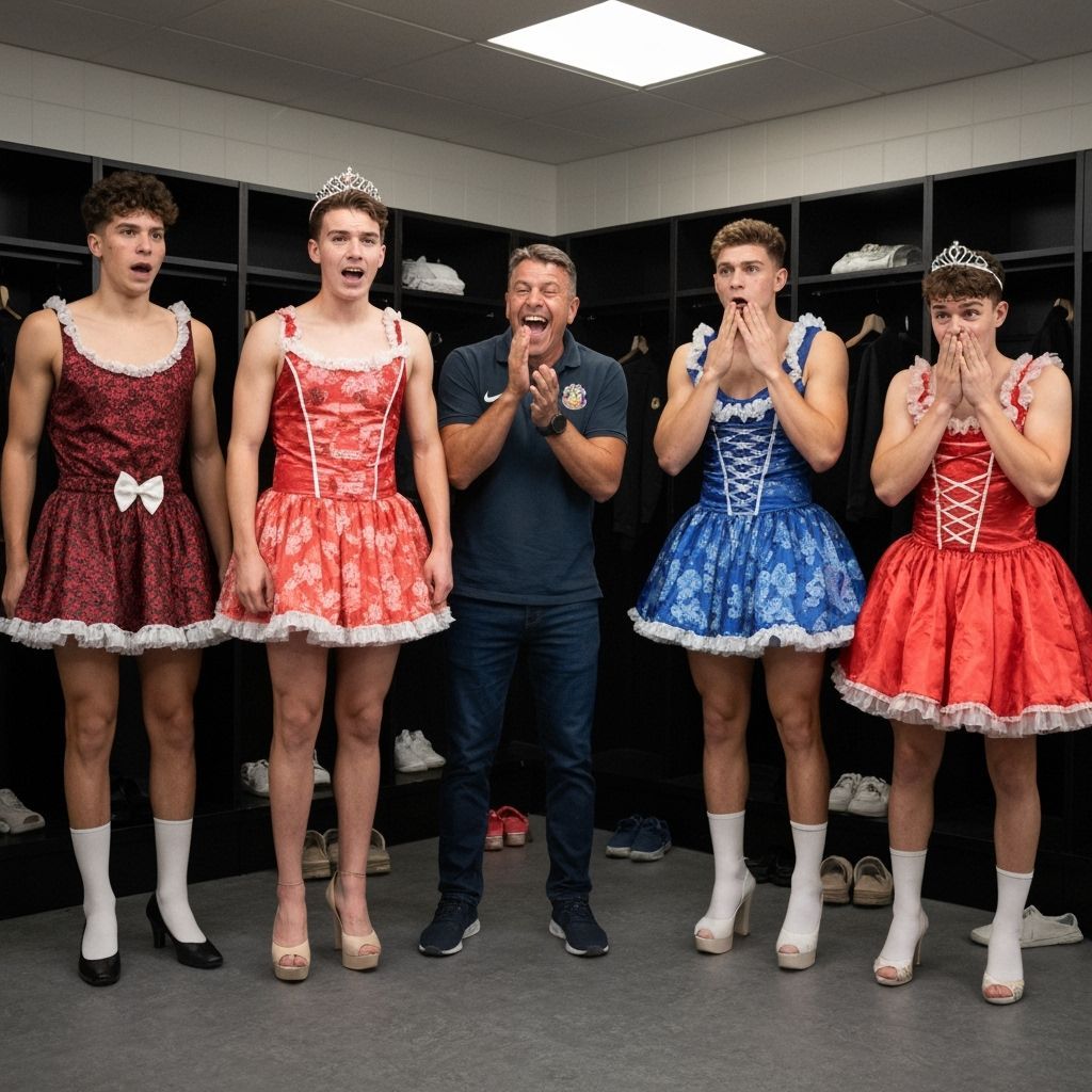 Young Men Surprised in Quinceañera Dresses in Stadium Locker...