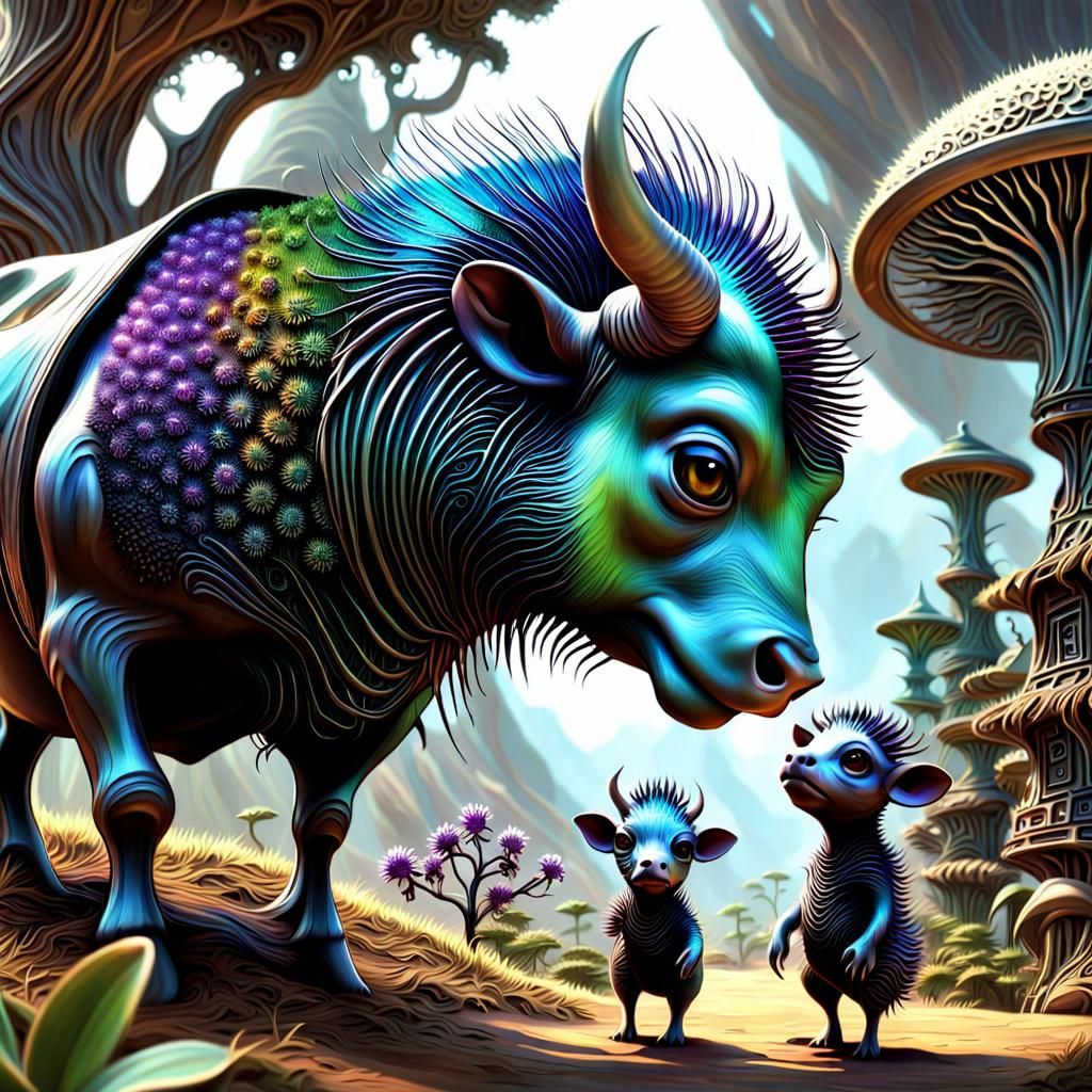 Alien Silicon Village with Fractal Architecture in 3D