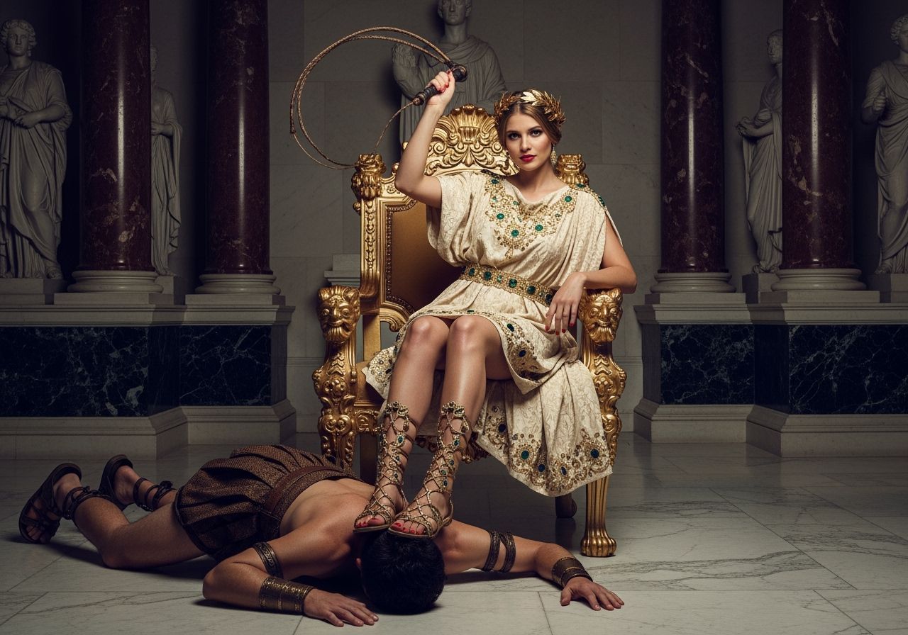 Roman Empress on Golden Throne, Professional Photography