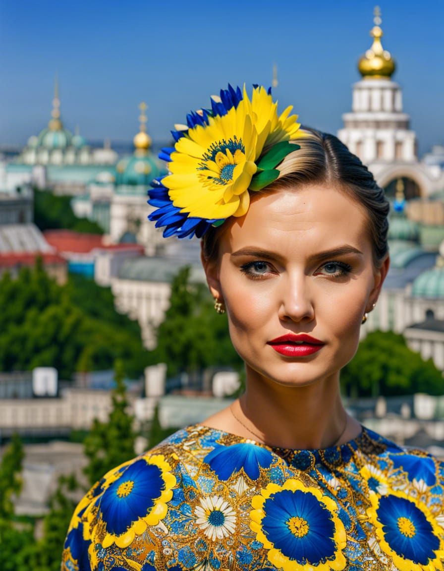 Ukrainian Woman Portrait in Graffiti Art Style