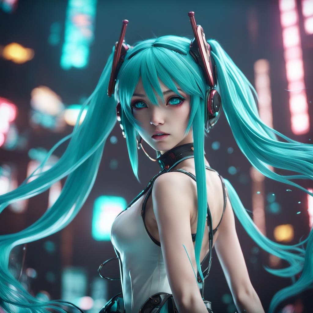 Vibrant Fantasy Portrait of a Cyberpunk Idol