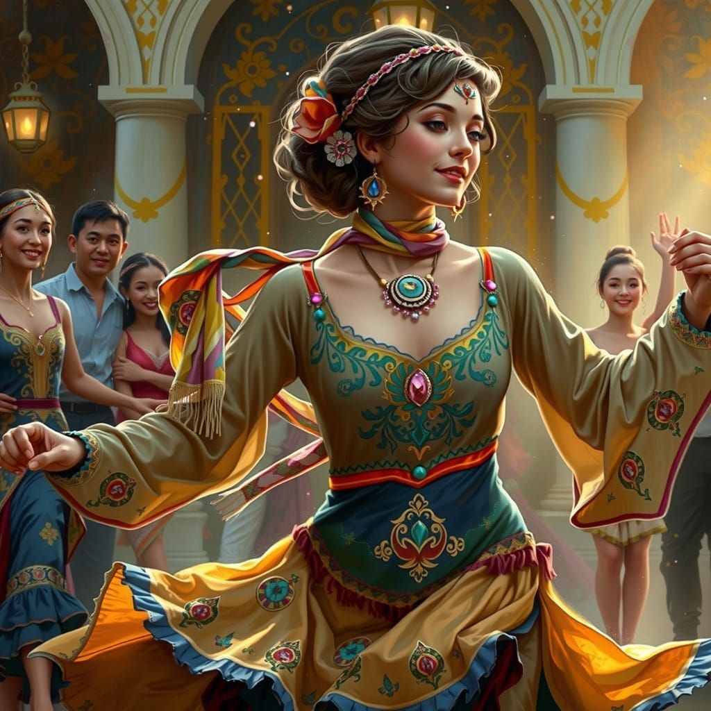 Enchanting Gypsy Dancer in Art Nouveau Style