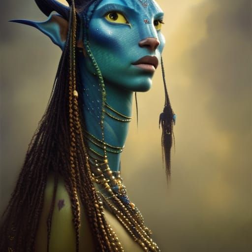 Detailed Portrait of a Na'vi Woman in 8K