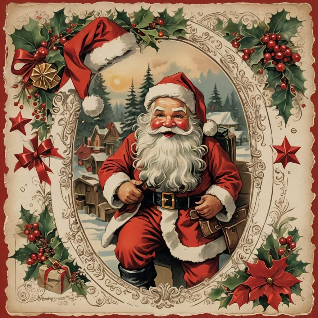 Classic Santa Claus Vintage Holiday Postcard