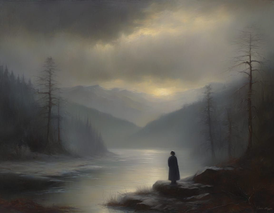 Eerie Romantic Landscape Inspired by Oil Painting Techniques