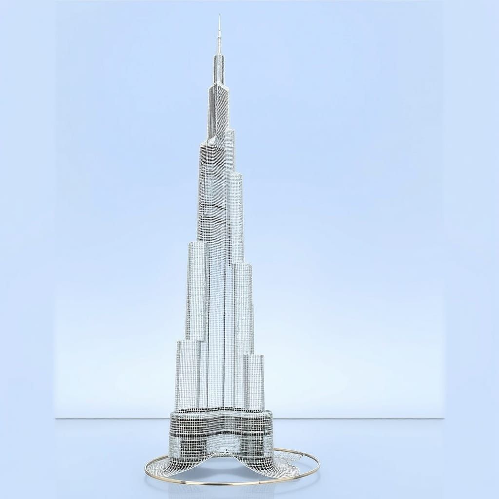 Burj Khalifa Wire Sculpture in Organic Style