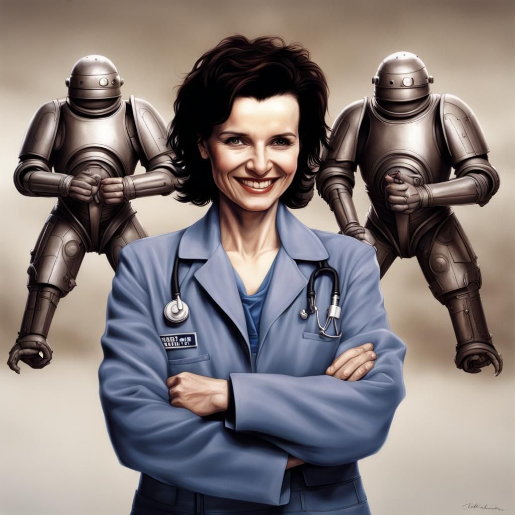 Juliette Binoche as Doctor Who with Sontarans