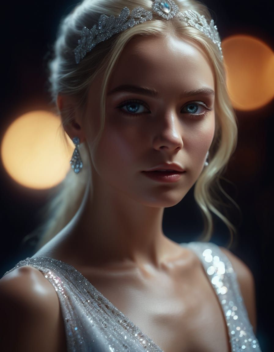Gorgeous Woman in White Dress: Hyperrealistic Portrait