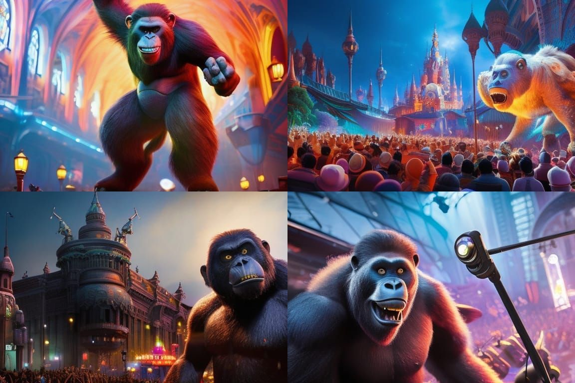 Gorilla Guitarist Rocks Out: Digital Art Masterpiece