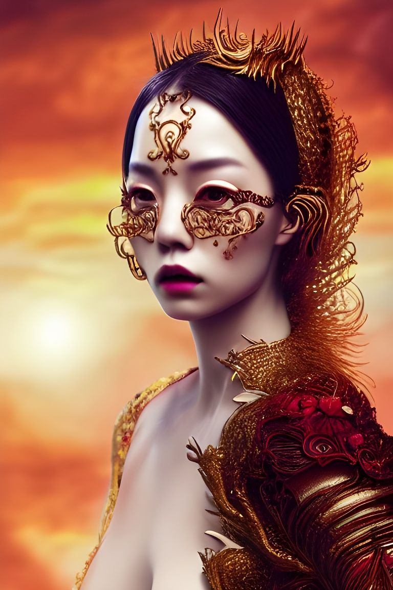 Intricate Eyes in Dragon Armor: Digital Art Portrait