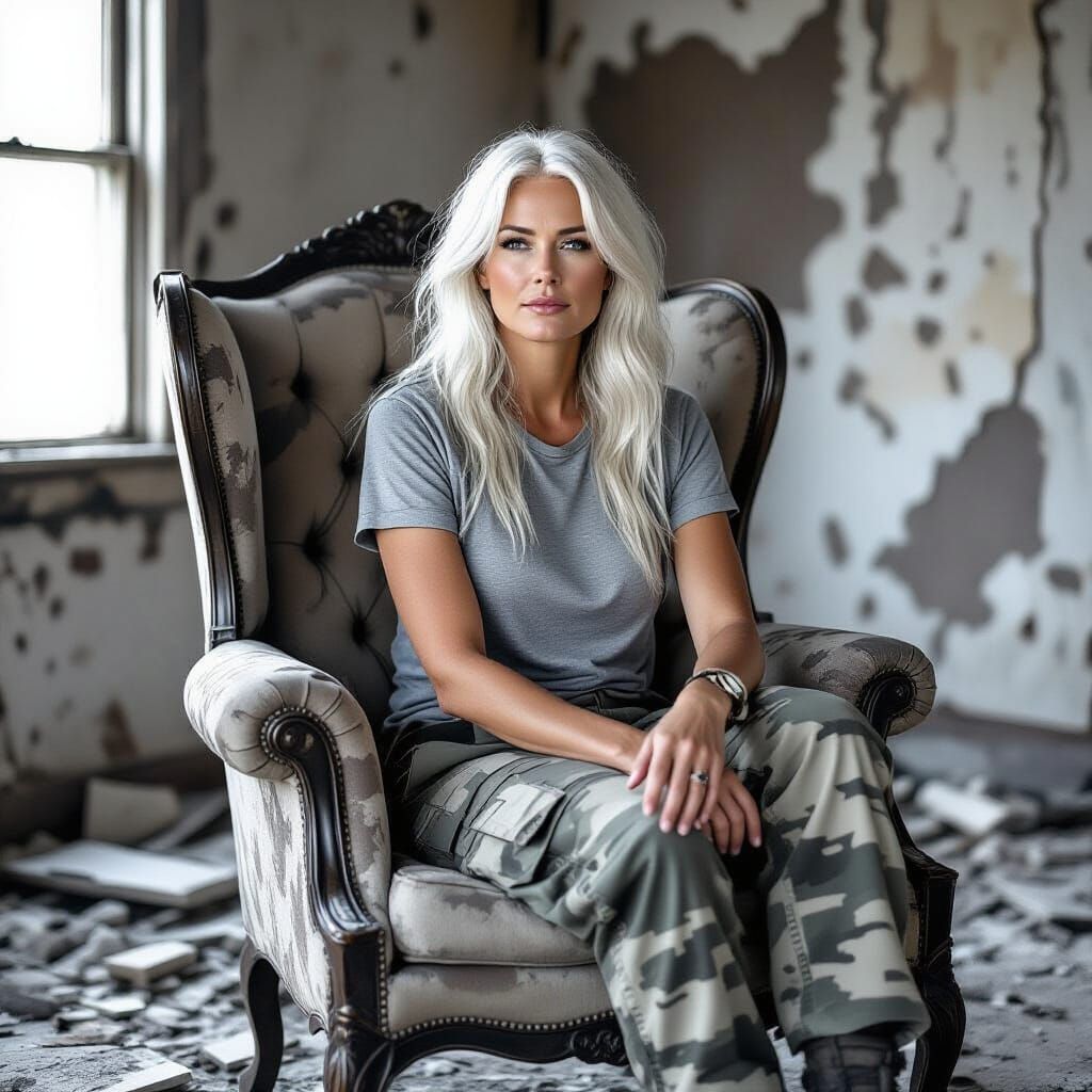 Contrasting Black and White Photo of a Lonely Woman