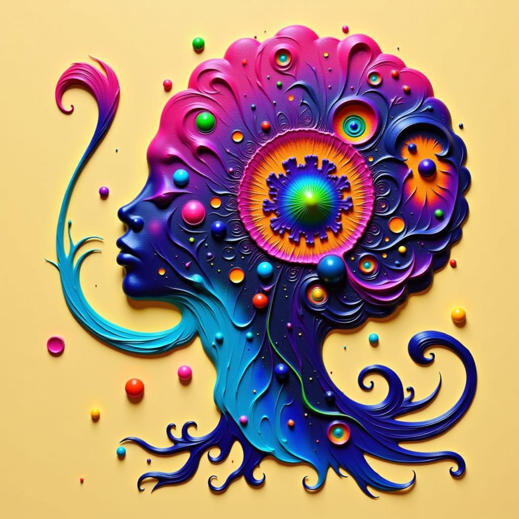 Feathery Circular Form with Impasto Texture