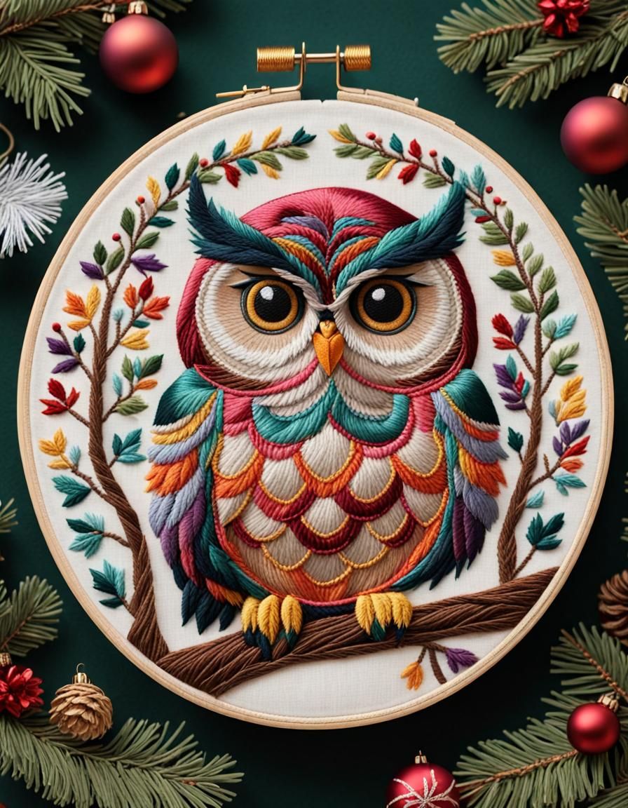 Anthropomorphic Owl in Ugly Christmas Sweater