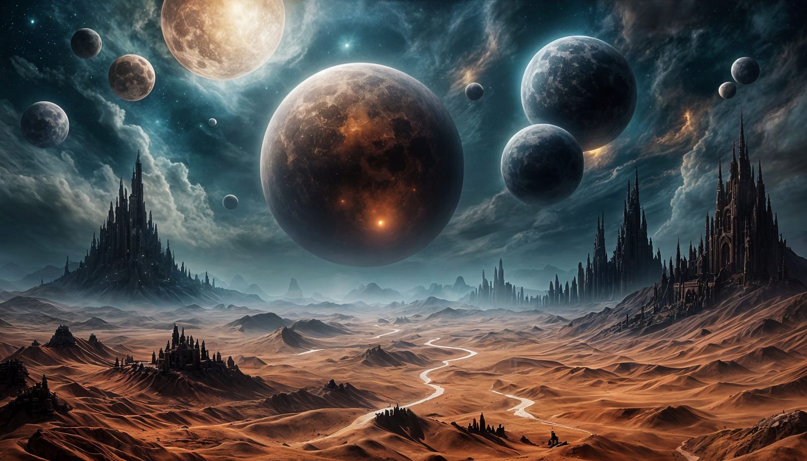 Alien moon and desert