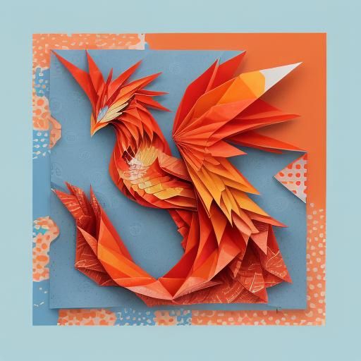 Abstract Dotted Phoenix in Origami Style