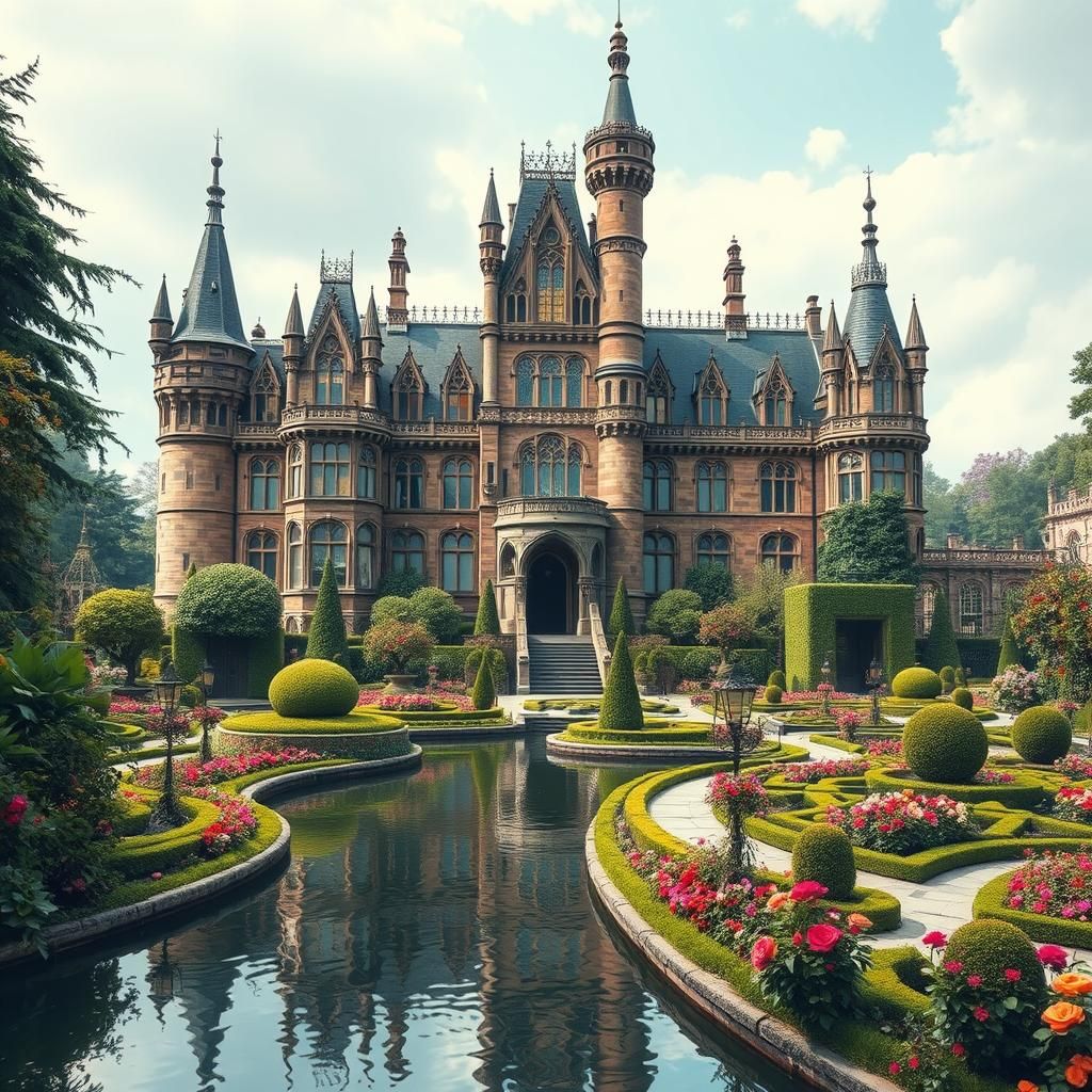 Victorian Castle in Botanical Garden Maze