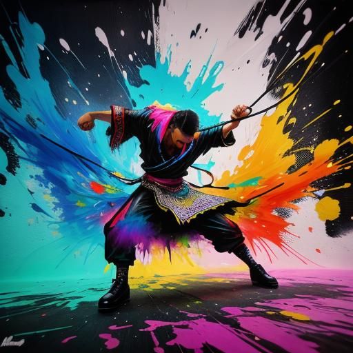 Whirling Dervish Graffiti Art in Polychromatic Style