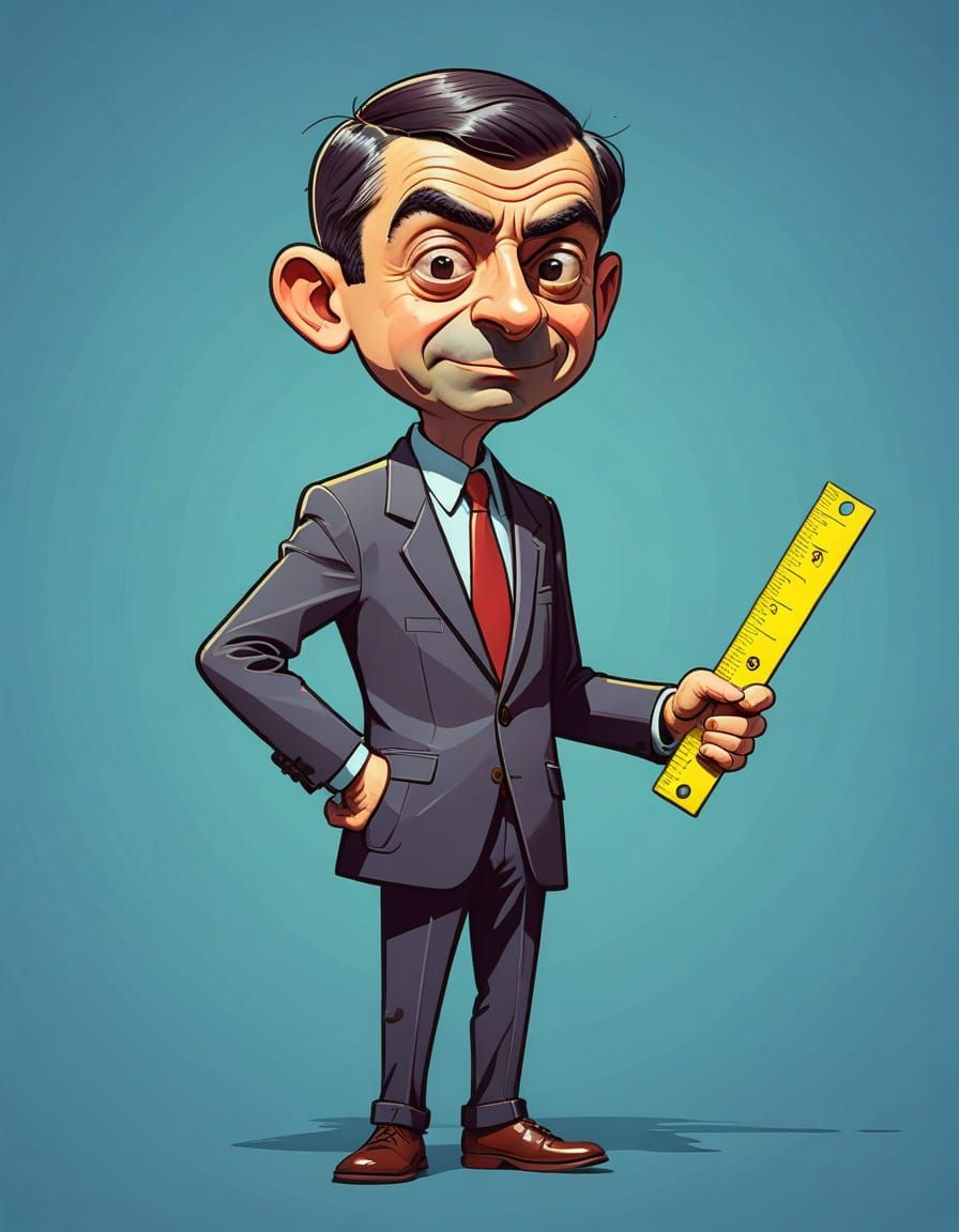 Mr Bean in a Determined Cartoon Pose