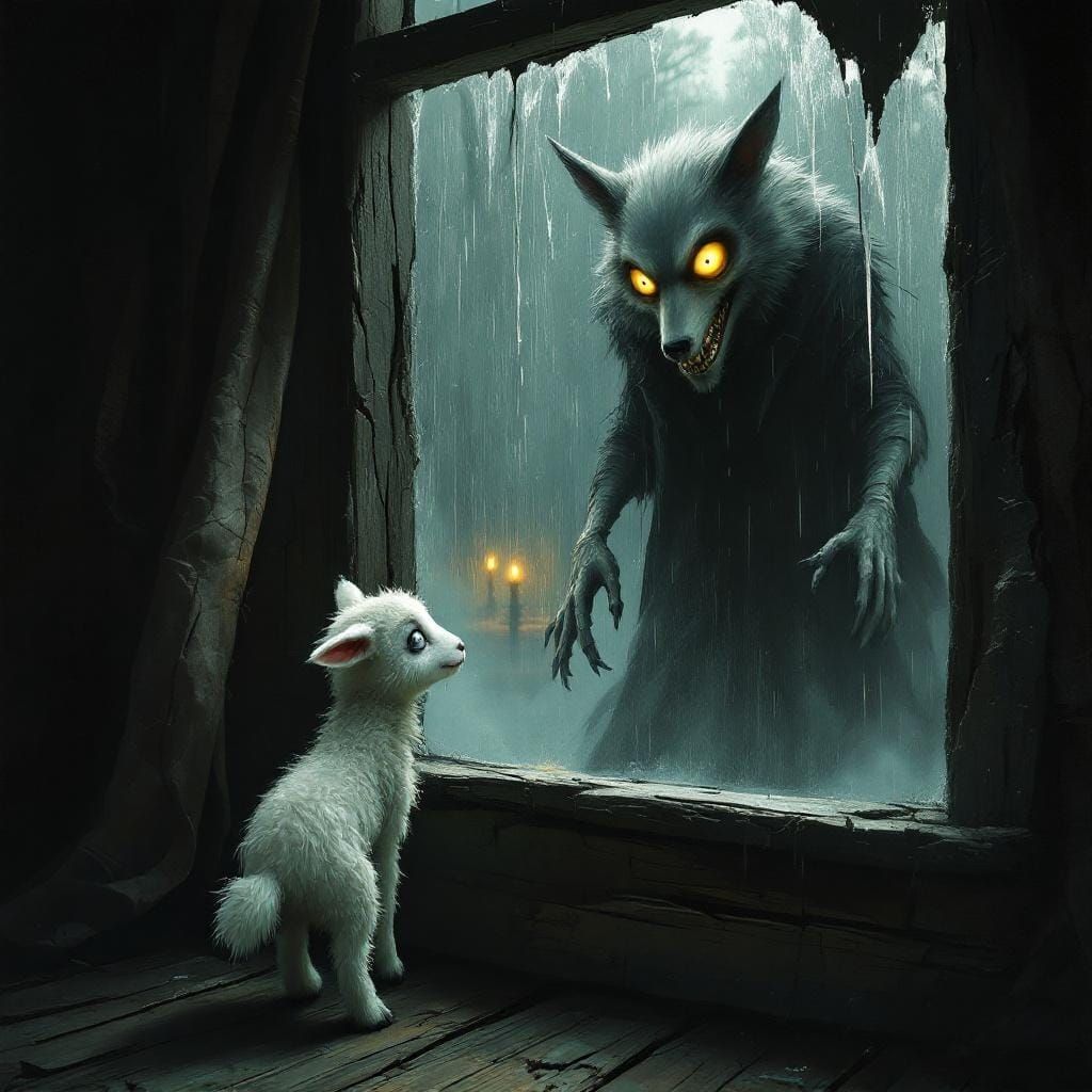 Lamb and Wolf in Tim Burton's Gothic Style