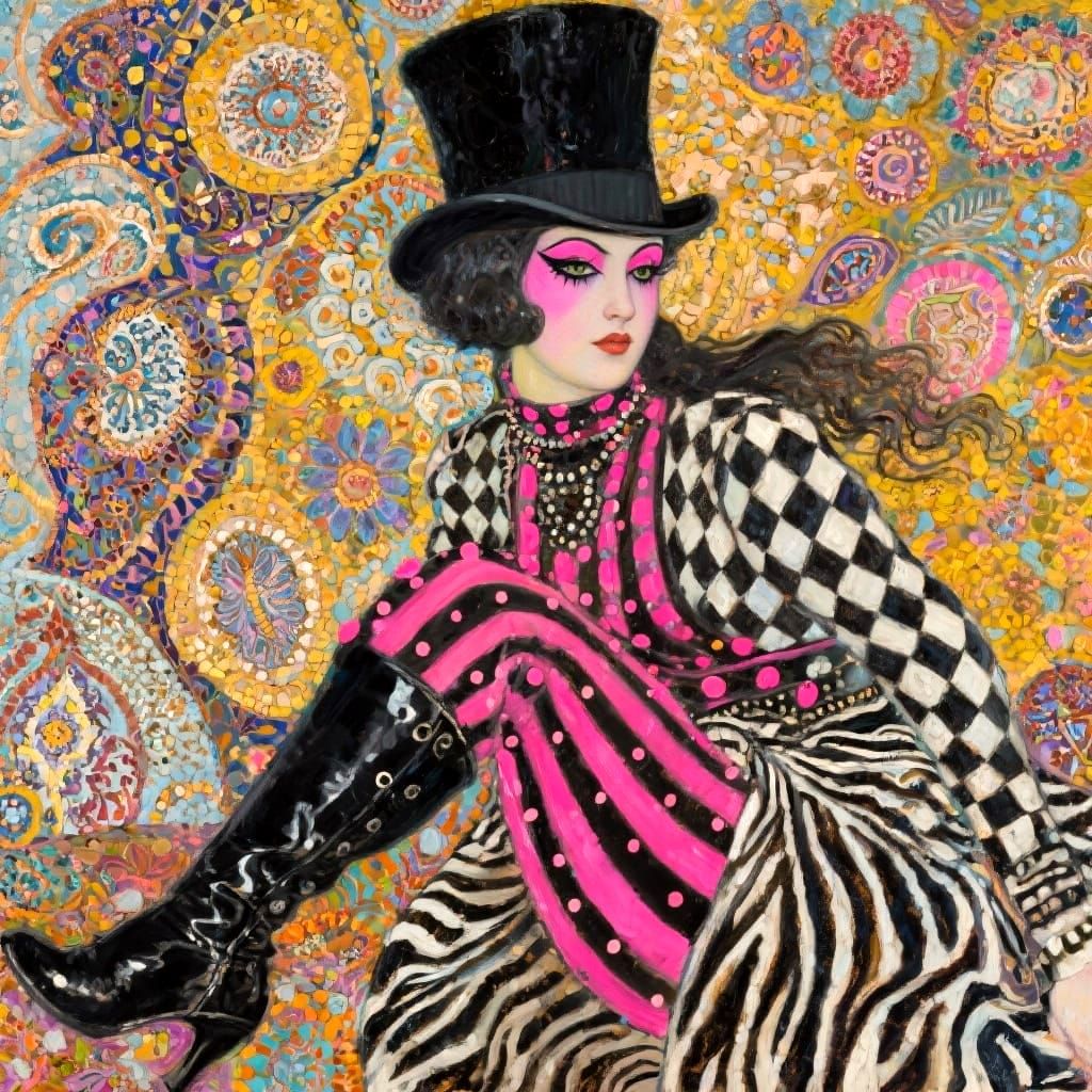 Goth-Punk Woman in Ornate Klimt Style