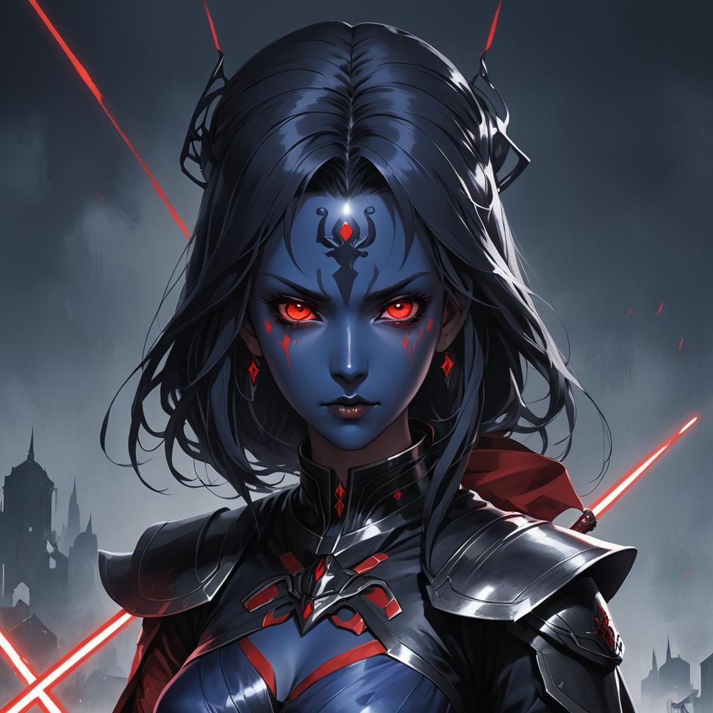 Anime Style Sith Woman with Red Eyes