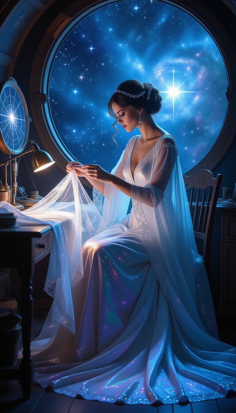 Cosmic Seamstress Stitches Starlight Gown