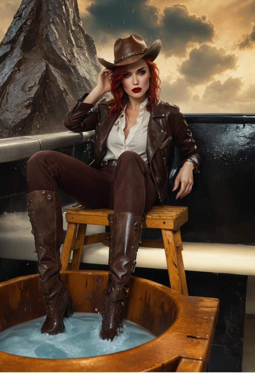 Glamorous Woman with Red Hair in Detailed Matte Painting