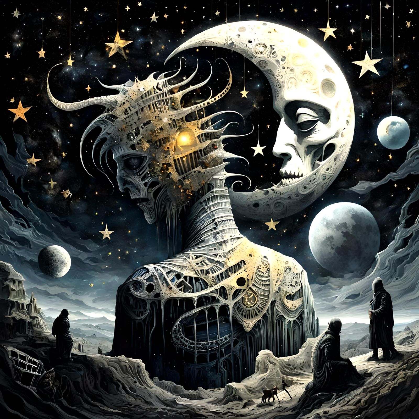 Surreal Starry Night Silhouette Art: Open Wounds