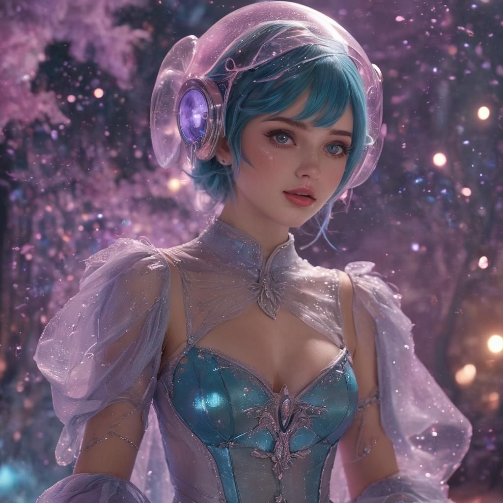 Elven Beauty Soaring Through Icy Space