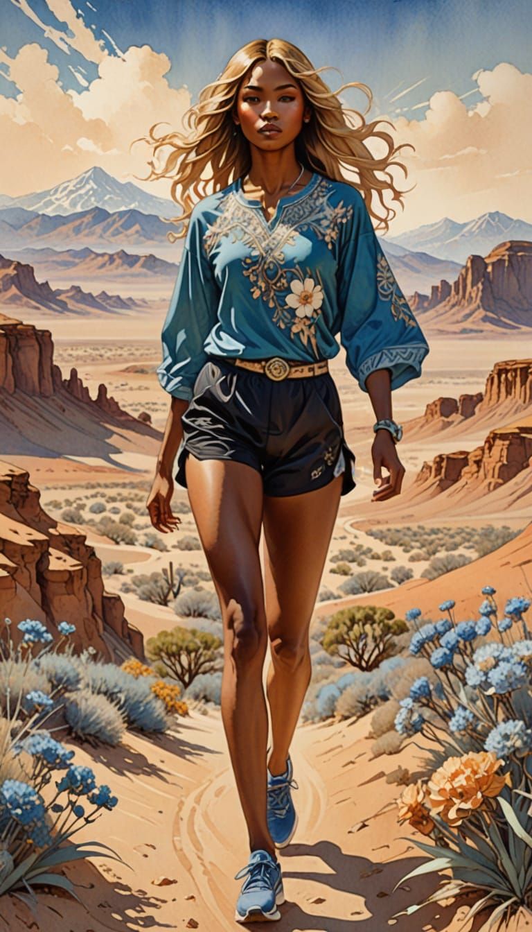 Art Nouveau Goddess in Desert Bloom