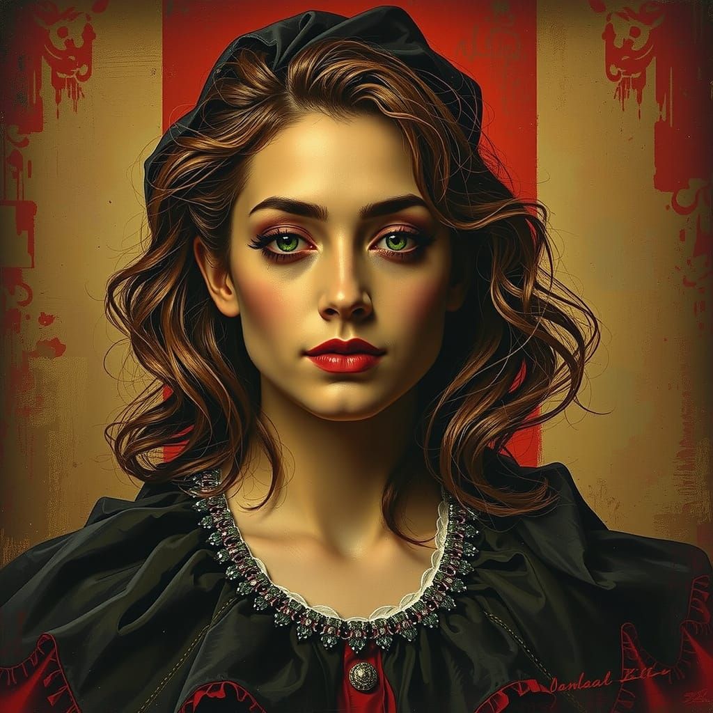 Majestic Harlequin in Dramatic Painterly Style