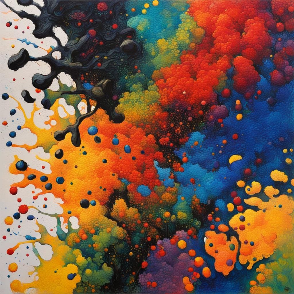 Colorful Ink Splatter in Impasto Style