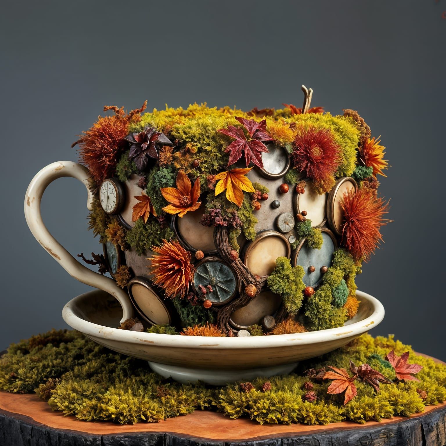 Earthy Moss Teacup Design