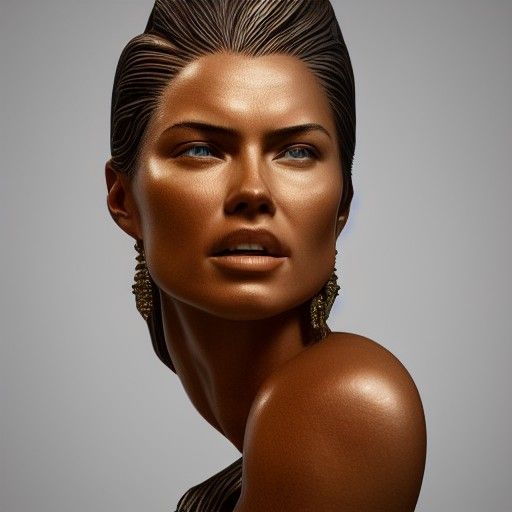 Hyperdetailed Wood Sculpture of Adriana Lima