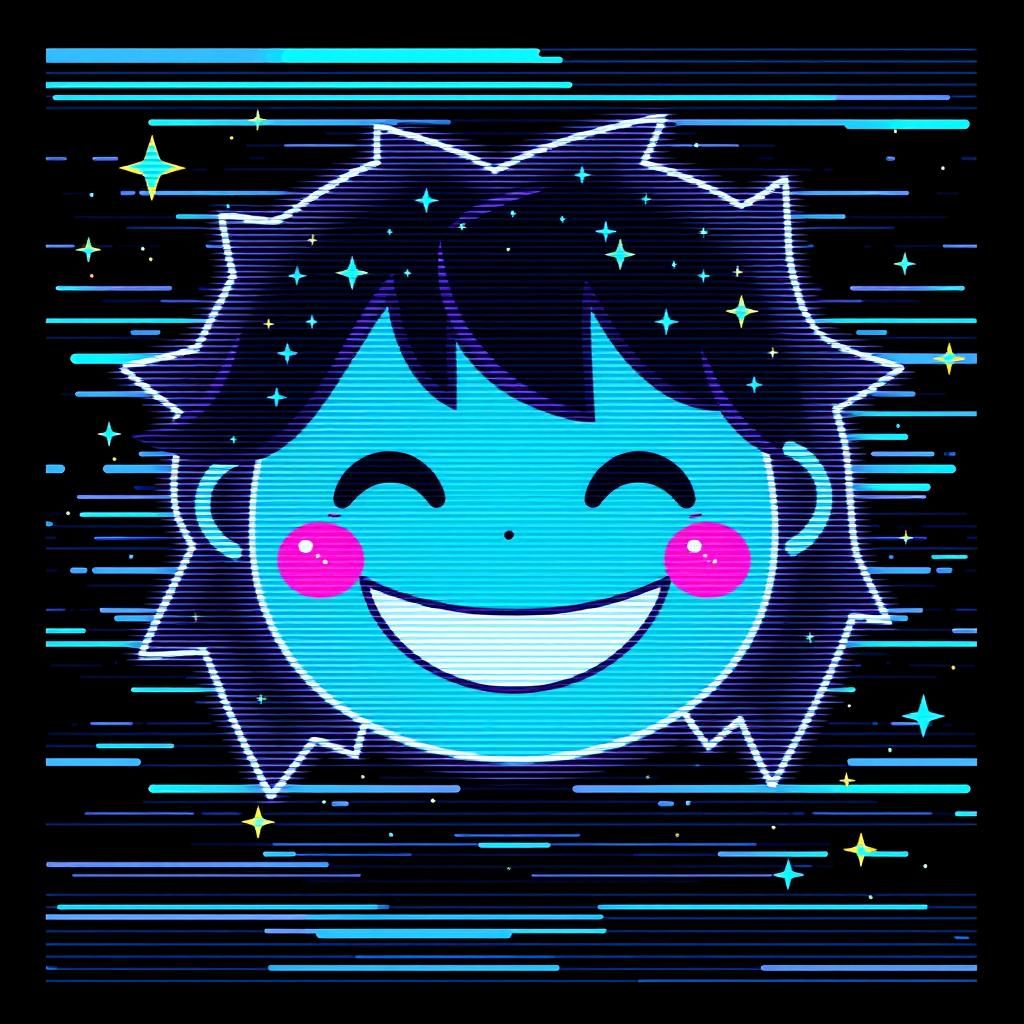 Abstract Maximalist Smile with Glitch Effects