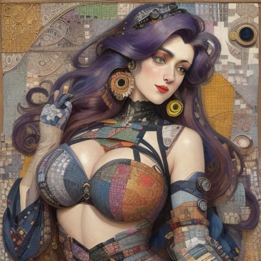 Abstract Patchwork Portrait in Futurist Style