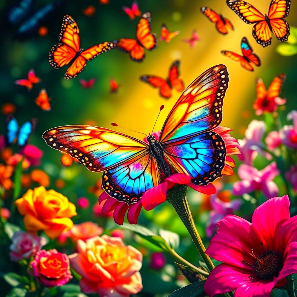 Vibrant Butterfly Kaleidoscope in Full Bloom