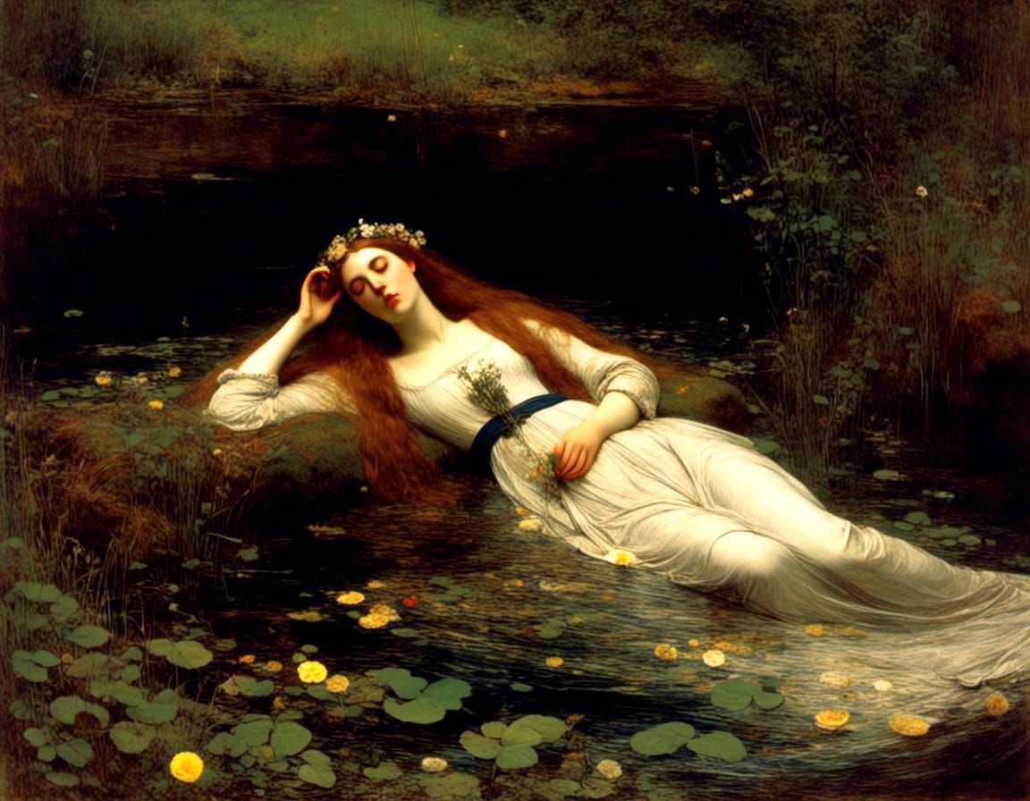 Ophelia Inspired by Pre-Raphaelite Painting