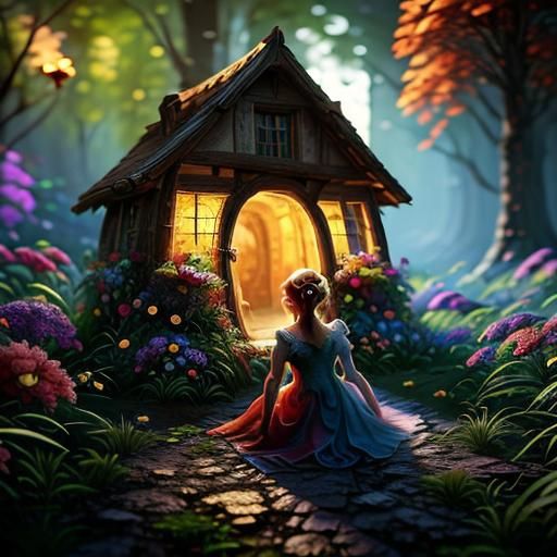 Enchanted Fairy Home in Bioluminescent Forest