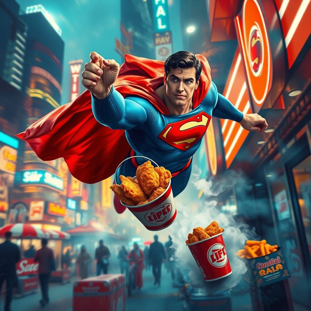 Superman Enters a High-Tech Fast Food Joint in a Burst of Co...
