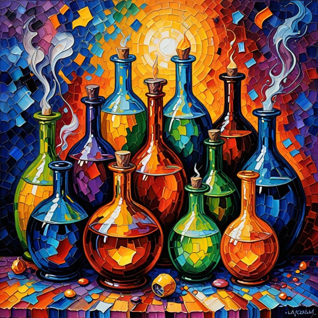 Alchemist's Frustrated Lover in Neo-Expressionist Oil Painti...