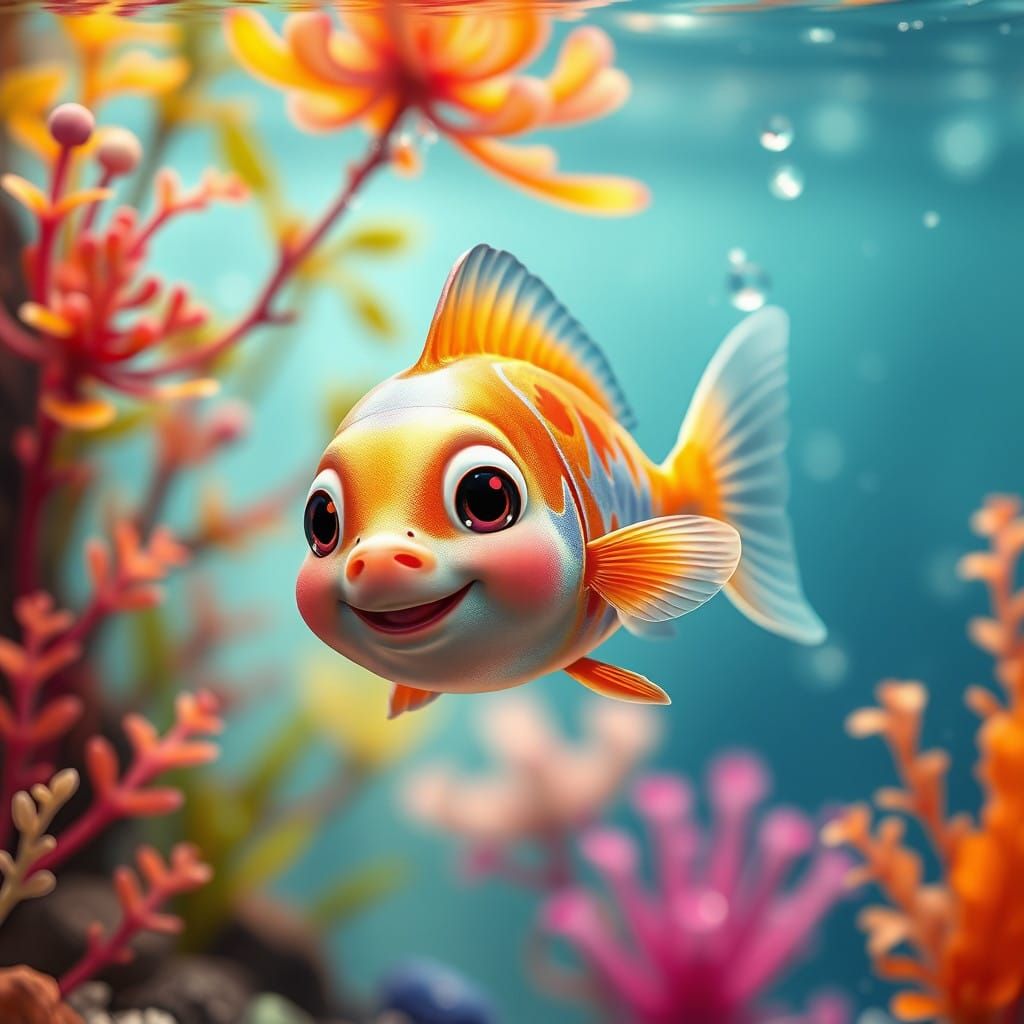 Whimsical Fish in Crystal Aquarium