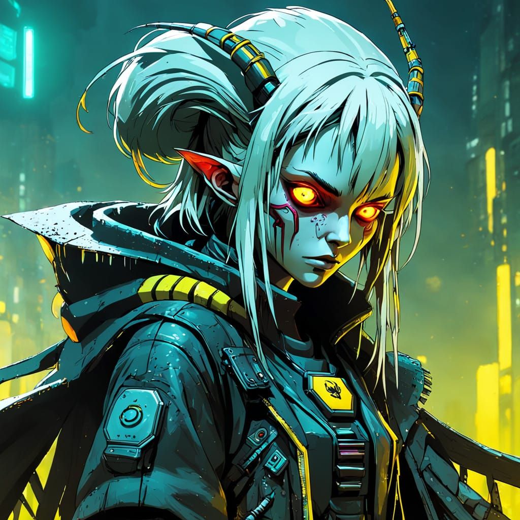 Goddess of Bloodshed in Cyberpunk Bee Form