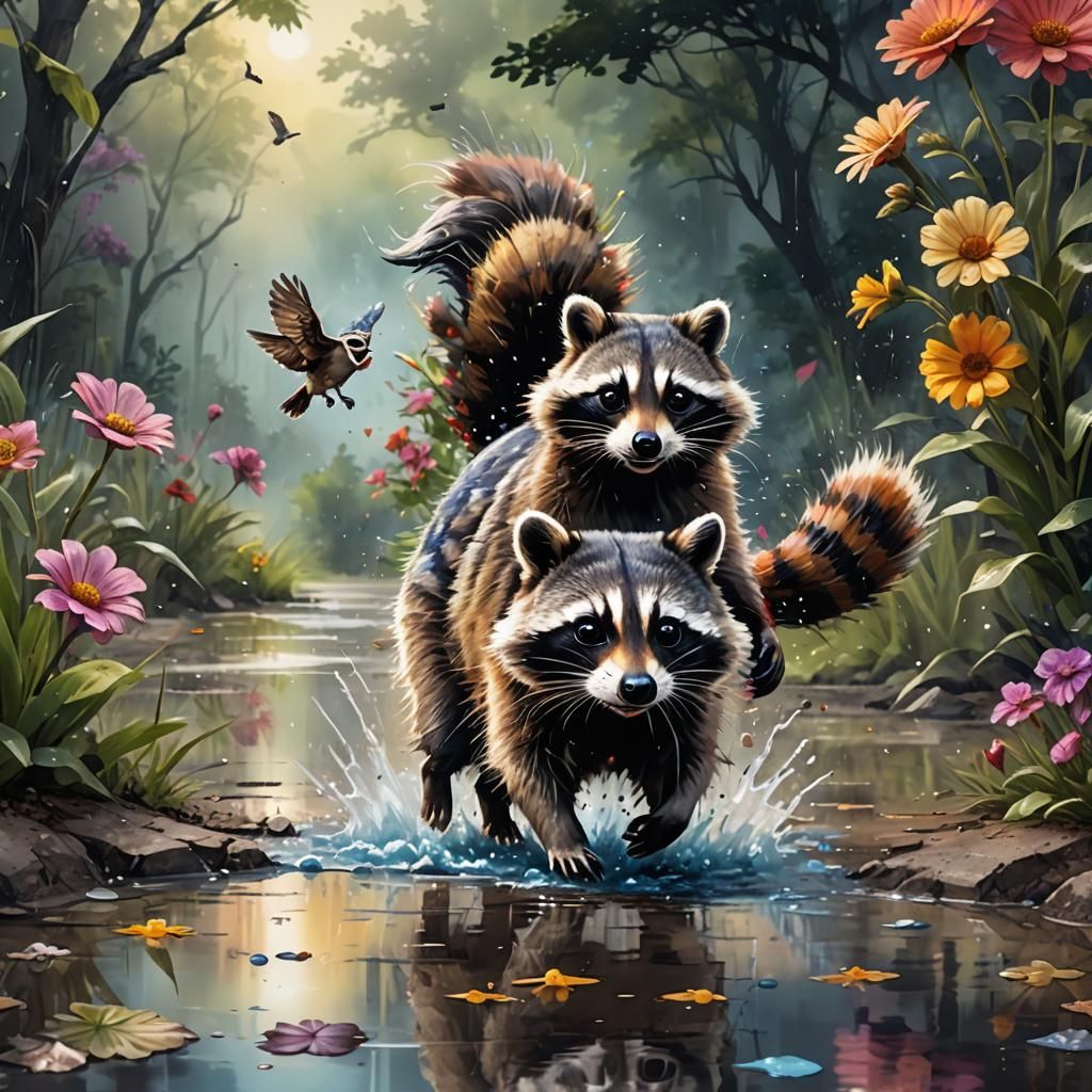 Airbrush and wet watercolor, dynamic intuitive colors, reali...