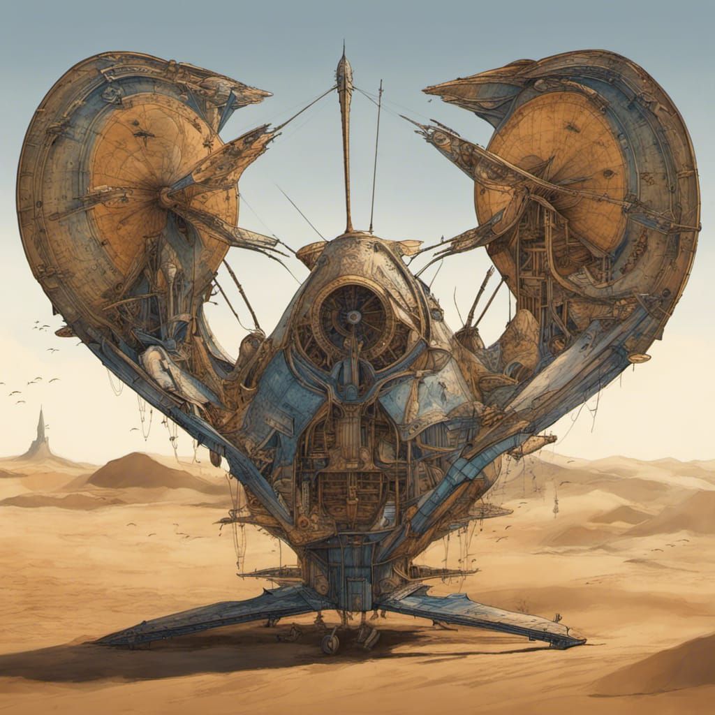 Organic Flying Machine Cross-Section Blueprint