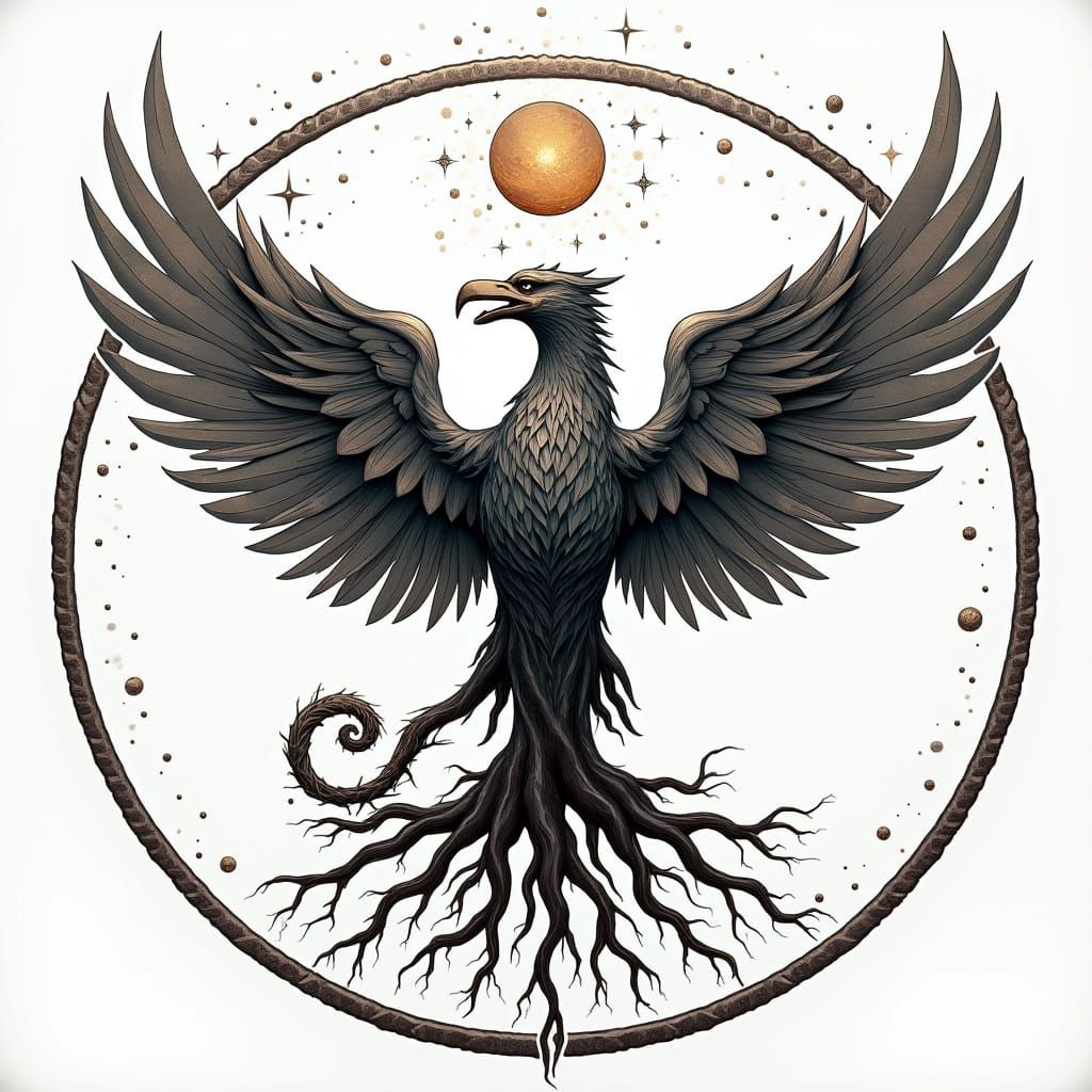 Cosmic Griffin Sigil in Intricate Fantasy Art