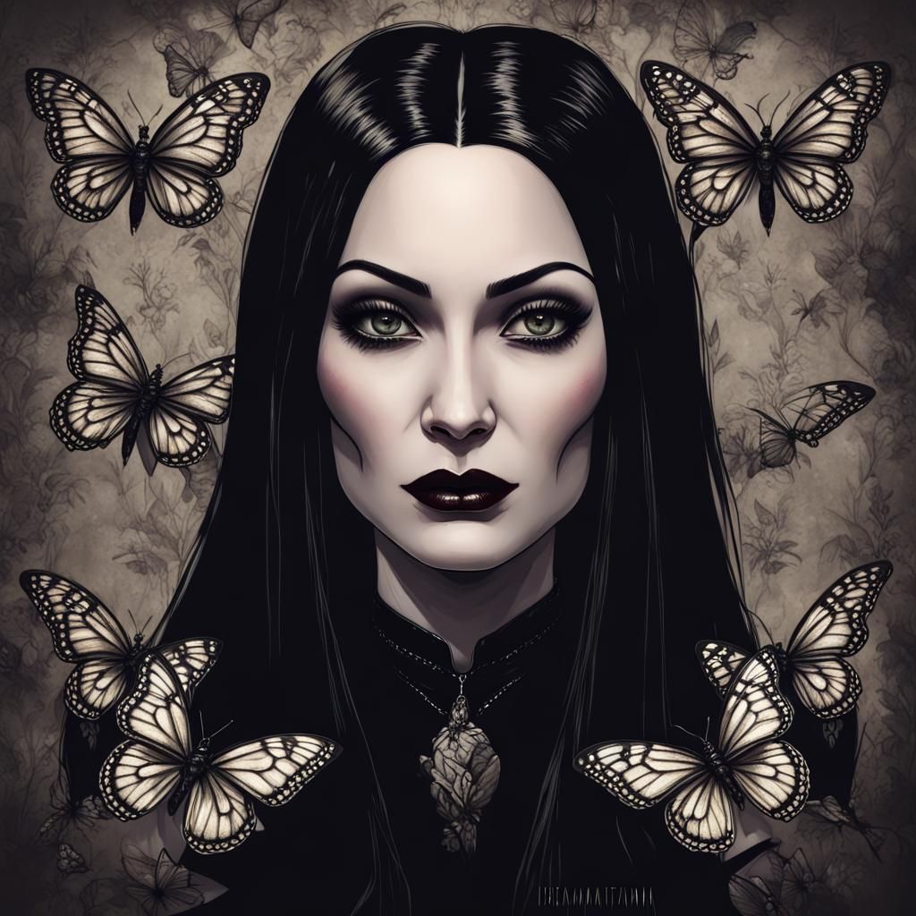 Melancholic Portrait with Butterflies: Gothic Surrealism