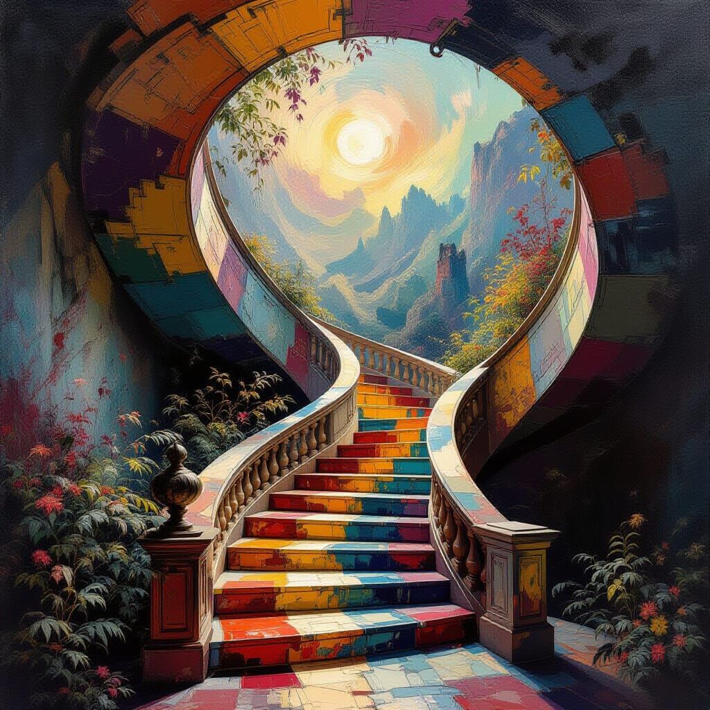 Surreal Stairway to Heaven Matte Painting